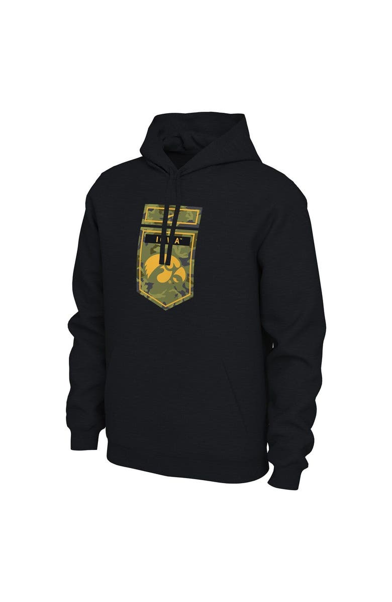 Nike Men's Nike Black Iowa Hawkeyes Veterans Camo Pullover Hoodie, Alternate, color, Black