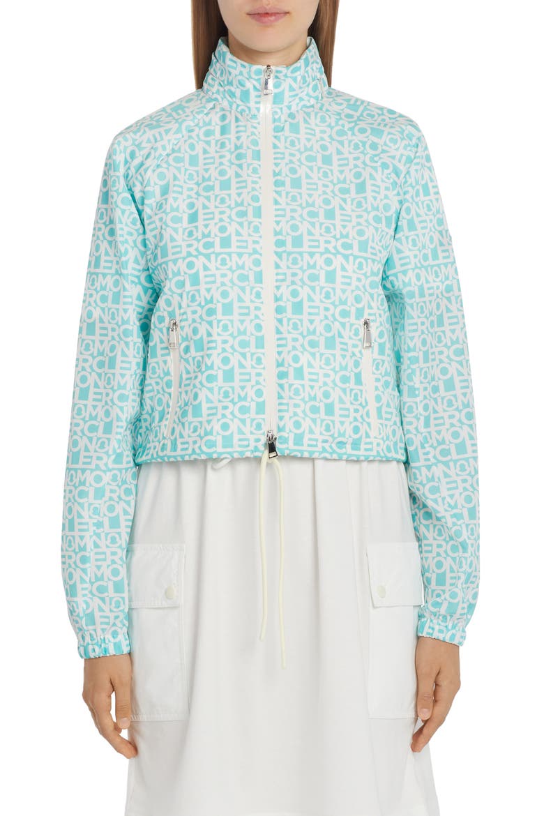 Alose Logo Print Taffeta Jacket, Main, color, GREEN MULTI