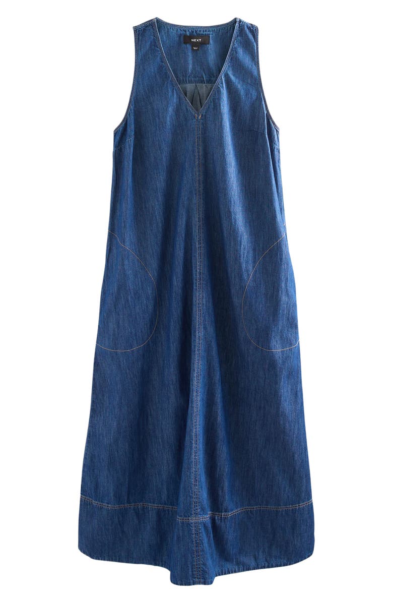 NEXT V-Neck Denim Maxi Dress with Pockets, Alternate, color,