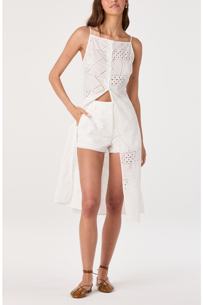 Mercy Eyelet Cotton Micro Shorts, Alternate, color, WHITE