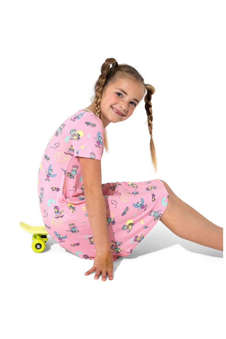 Kids' Skater Kitty Short Sleeve Dress, Alternate, color, Skater Kitty