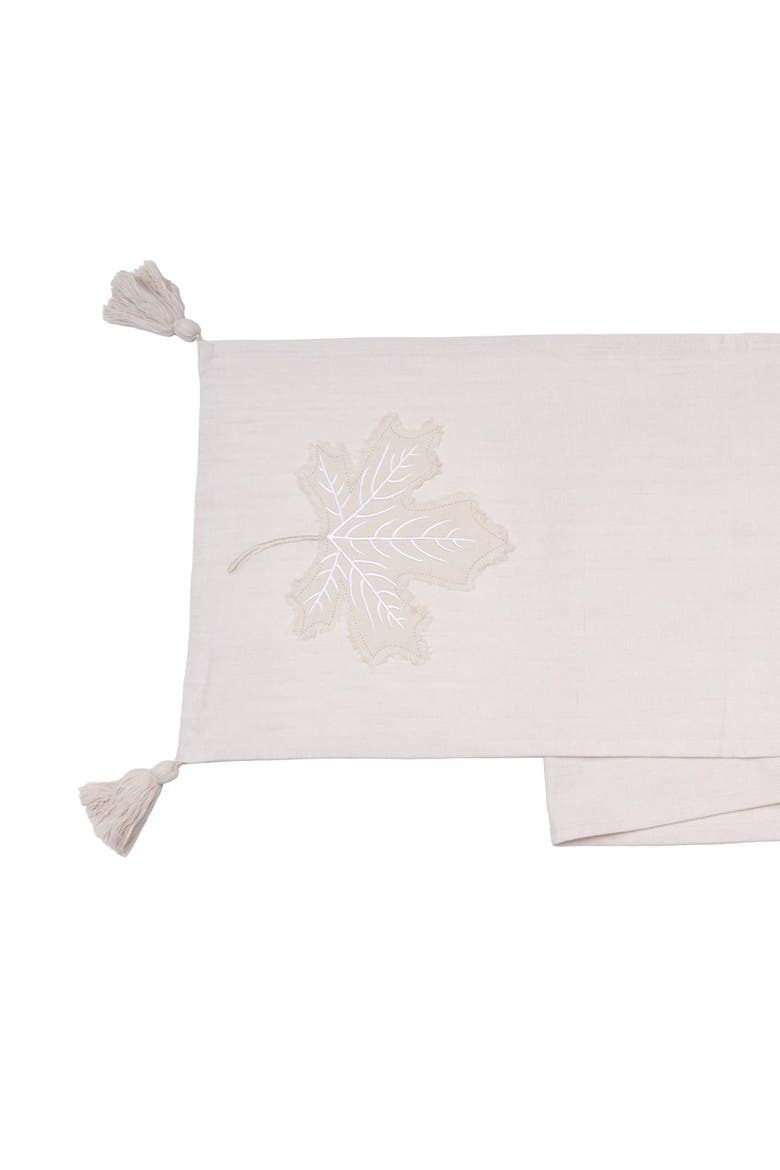 Neutral Maple Leaves Table Runner, 14" x 72", Alternate, color, White