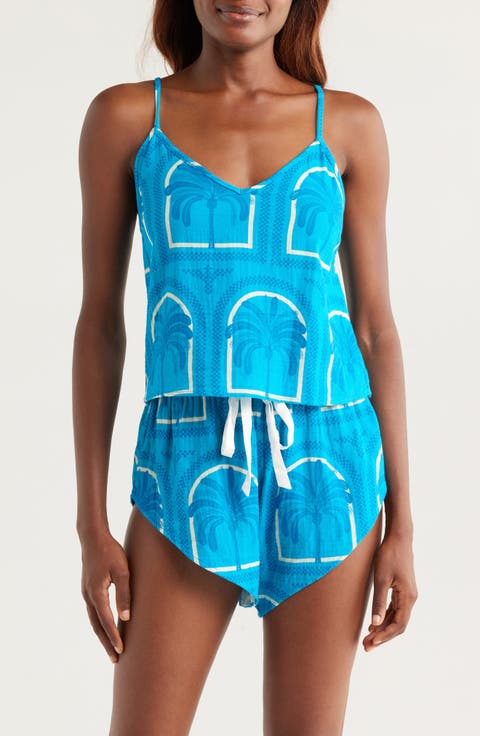 Print Crop Camisole & Tap Shorts Set