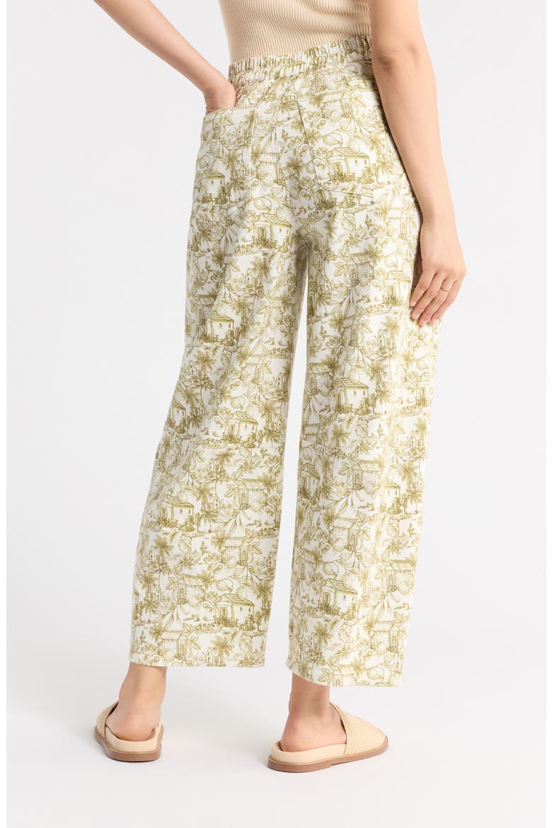 Novelty Toile Pants, Alternate, color, IVORY OLIVE PALM PRINT