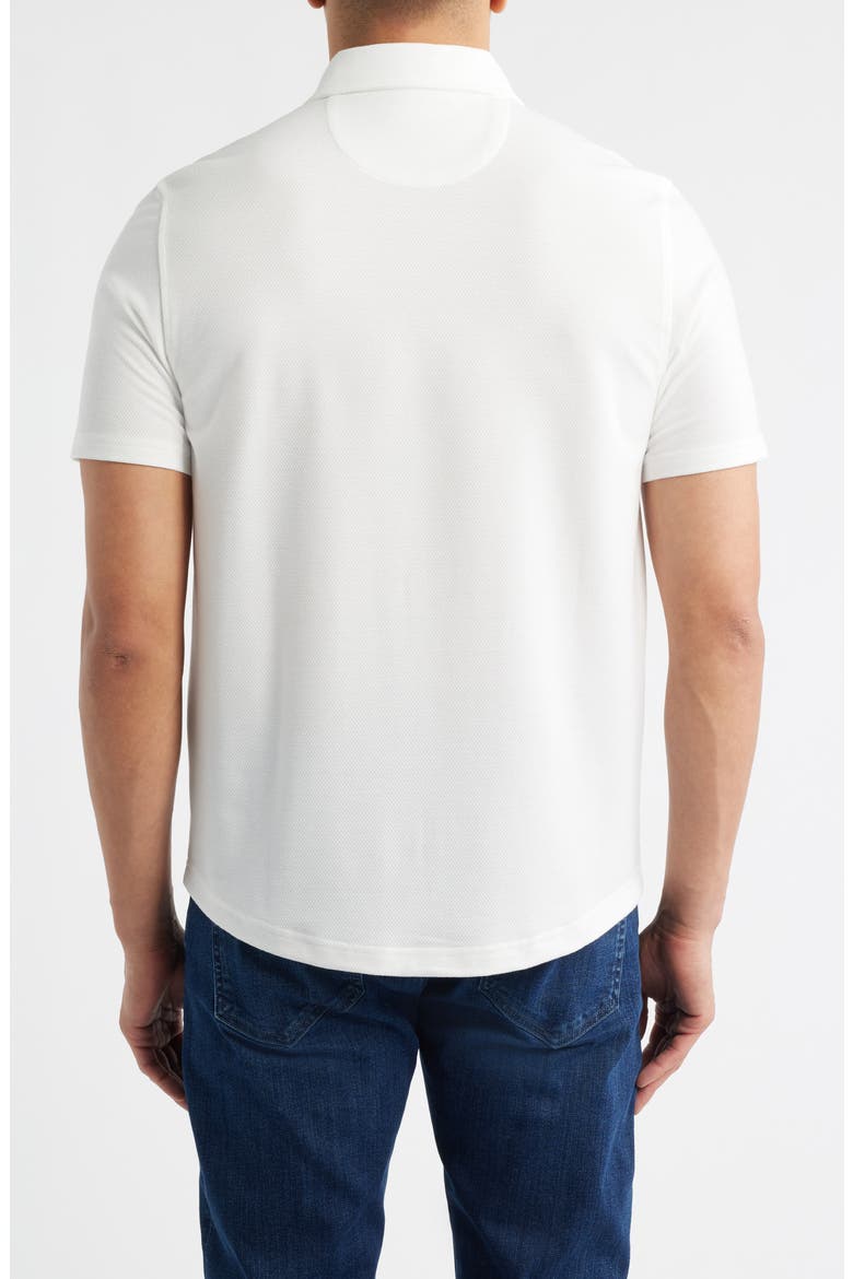 Bennett Short Sleeve Heathered Cotton Blend Button-Up Shirt, Alternate, color, WHITE HONEYCOMB