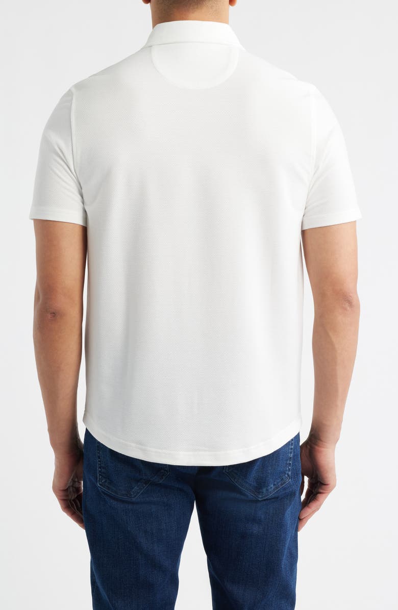 Johnston & Murphy Bennett Short Sleeve Heathered Cotton Blend Button-Up Shirt, Alternate, color, White Honeycomb