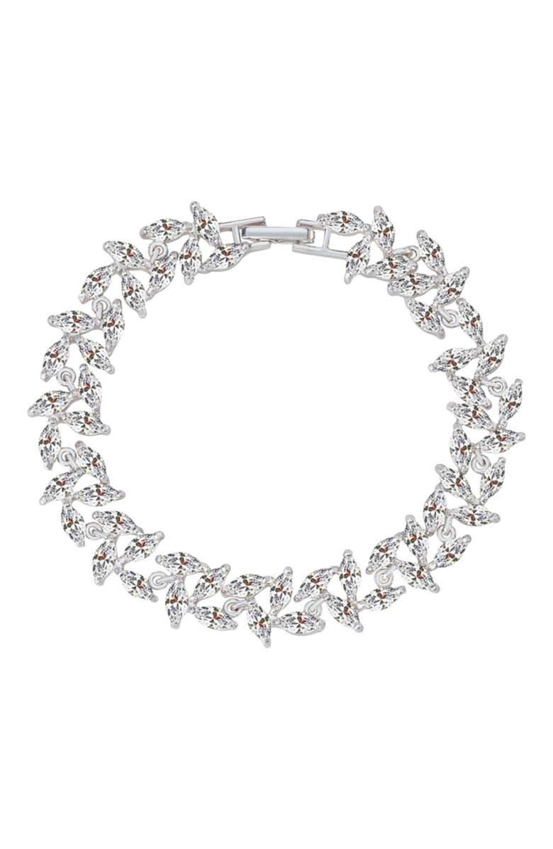 Hollywood Sensation Tennis Bracelet with Marquise Cut White Diamond Cubic Zirconia, Main, color, 