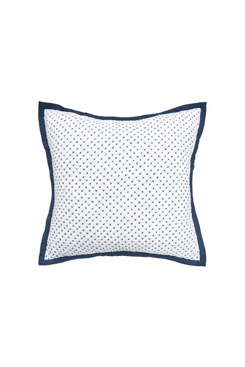 Hanima Navy Cotton Euro Sham 26" x 26", Main, color, Blue