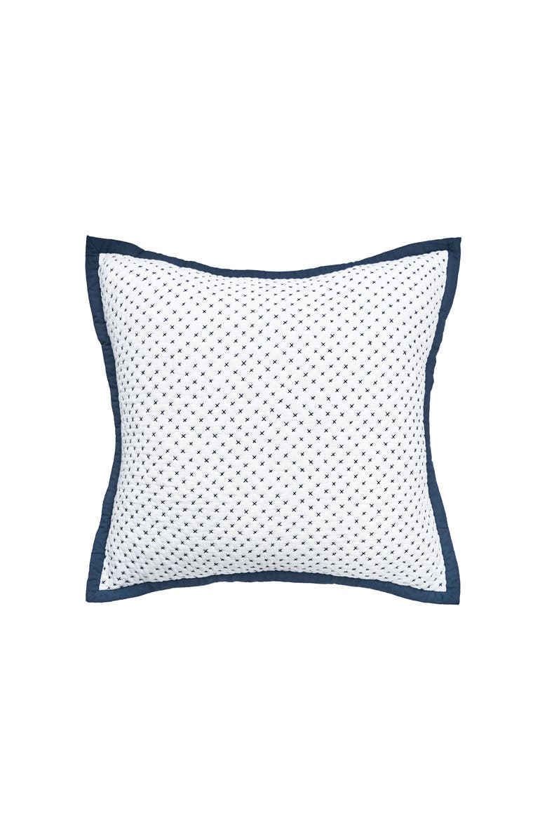 ELISABETH YORK Hanima Navy Cotton Euro Sham 26" x 26", Main, color, Blue