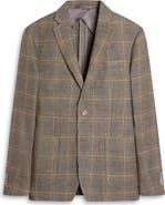 Bugatchi Windowpane Check Cotton & Linen Blazer