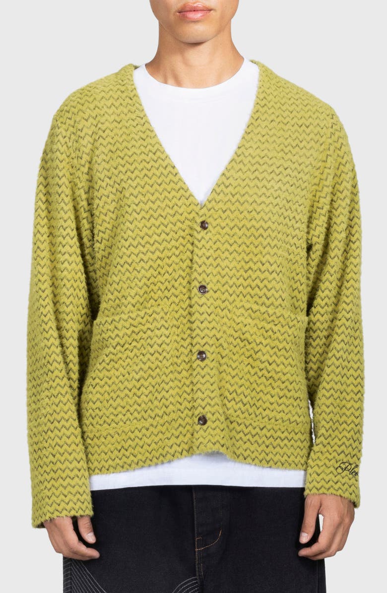 PLEASURES Zigzag Cardigan, Main, color, Wasabi