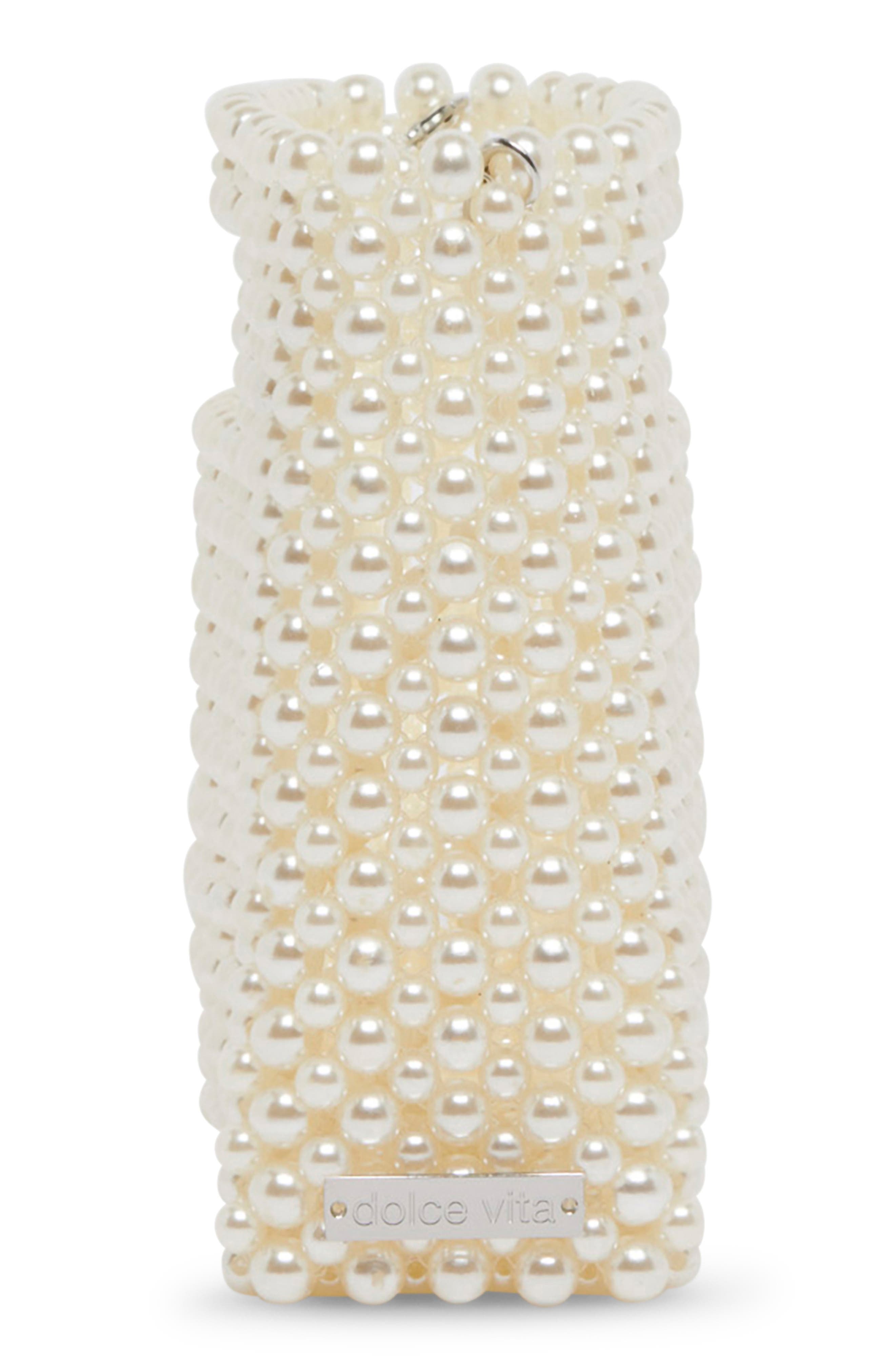 Dolce Vita Linzy Faux Pearl Convertible Crossbody Bag, Alternate, color, Pearl