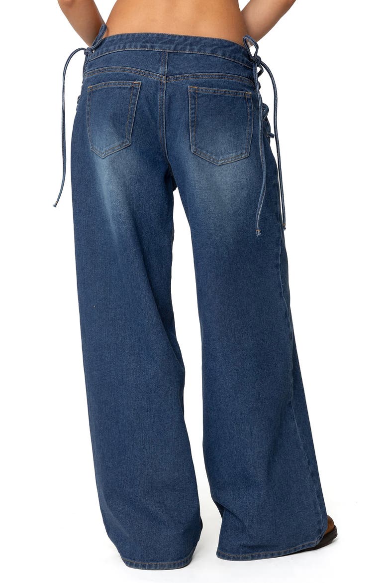 Katt Lace Up Baggy Jeans, Alternate, color, BLUE