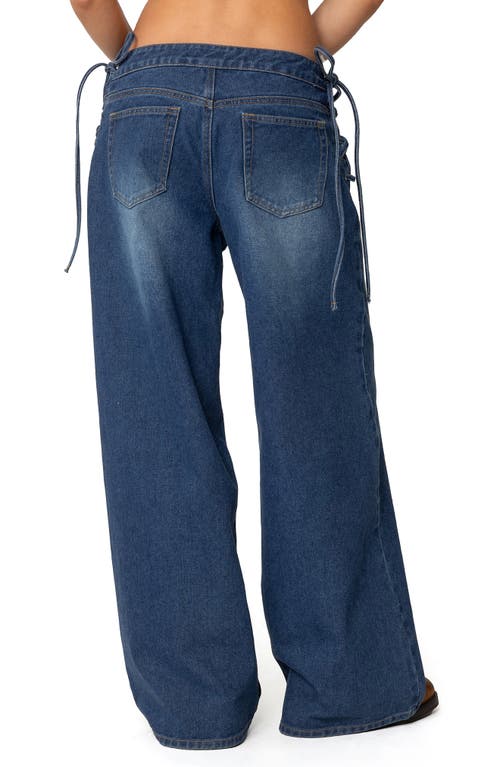 Shop Edikted Katt Lace Up Baggy Jeans In Blue