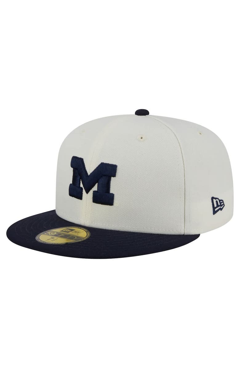 New Era Men's New Era Cream Michigan Wolverines Chrome 59FIFTY Fitted Hat, Alternate, color, 