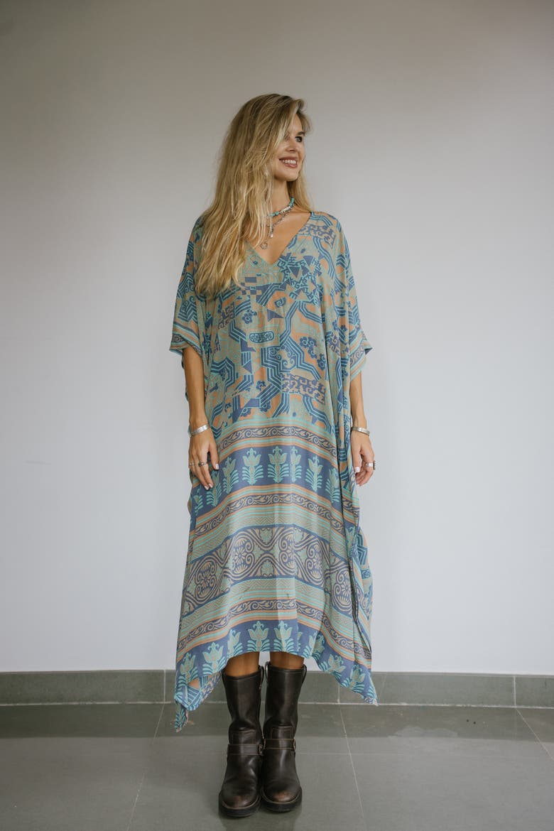 Long Caftan Marley, Alternate, color, Blue Print