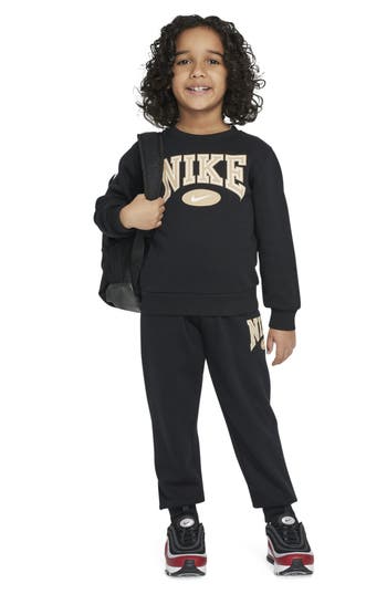 Nike Little Boys Gameday Essentials 2-piece Crewneck Sweatshirt And Pants Set In Black