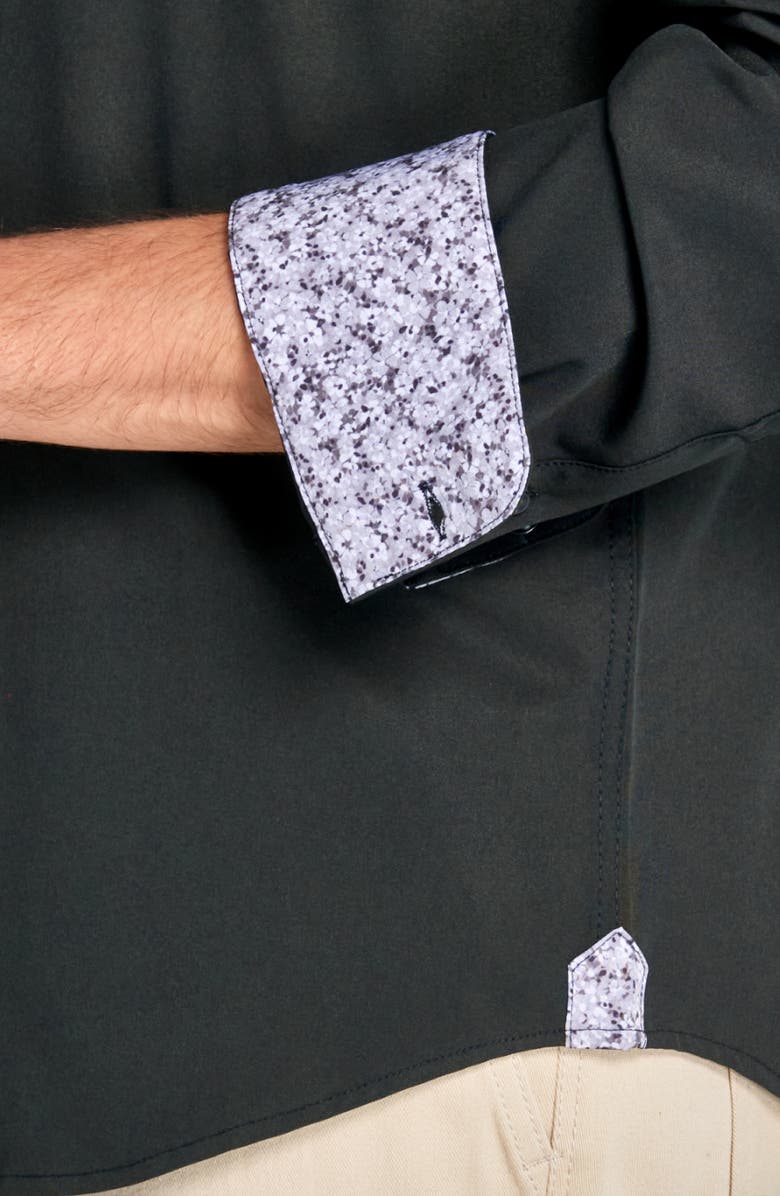 Brooklyn Brigade Solid Recycled 4-Way Stretch Performance Stand Collar Shirt, Alternate, color, Black