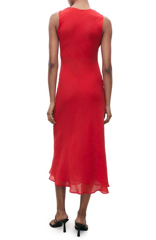 Mango Draped Neck Lyocell Dress Red