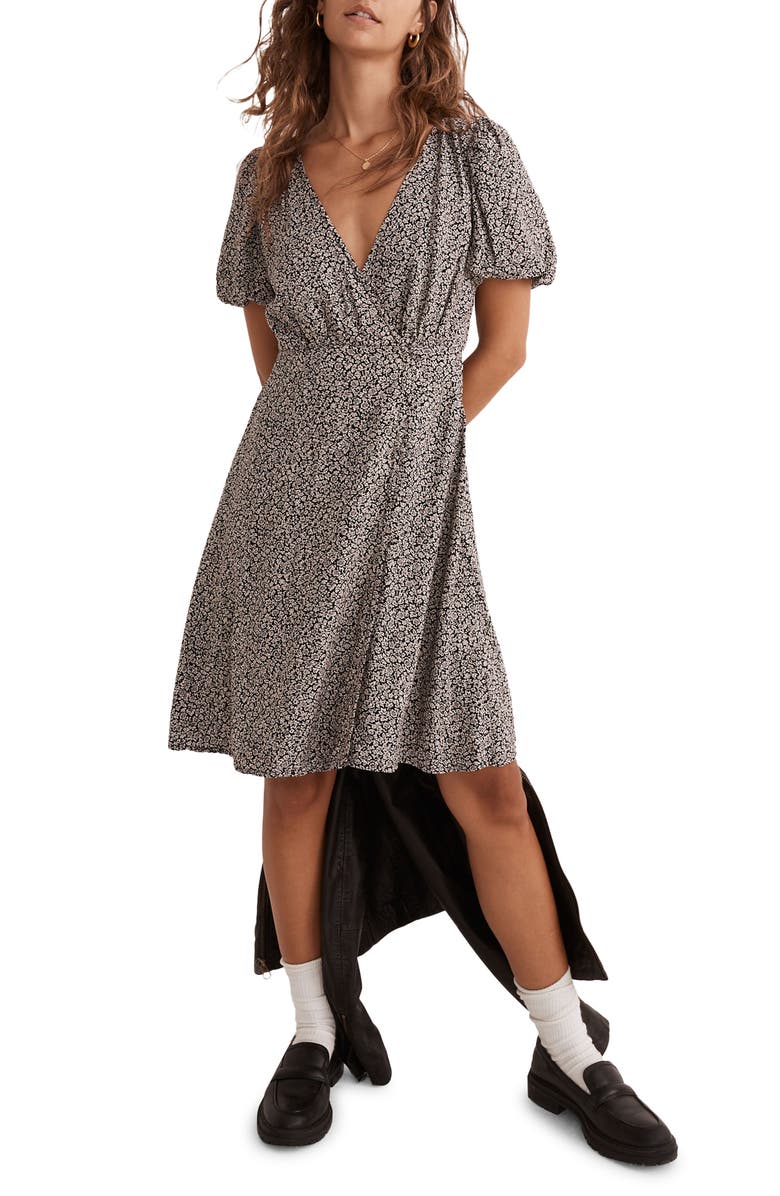 Madewell Tudor Floral Challis Wrap Minidress, Main, color,