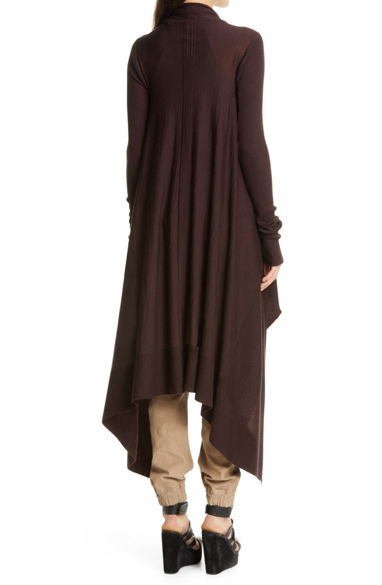 Rick Owens Long Asymmetrical Wool Cardigan, Alternate, color,