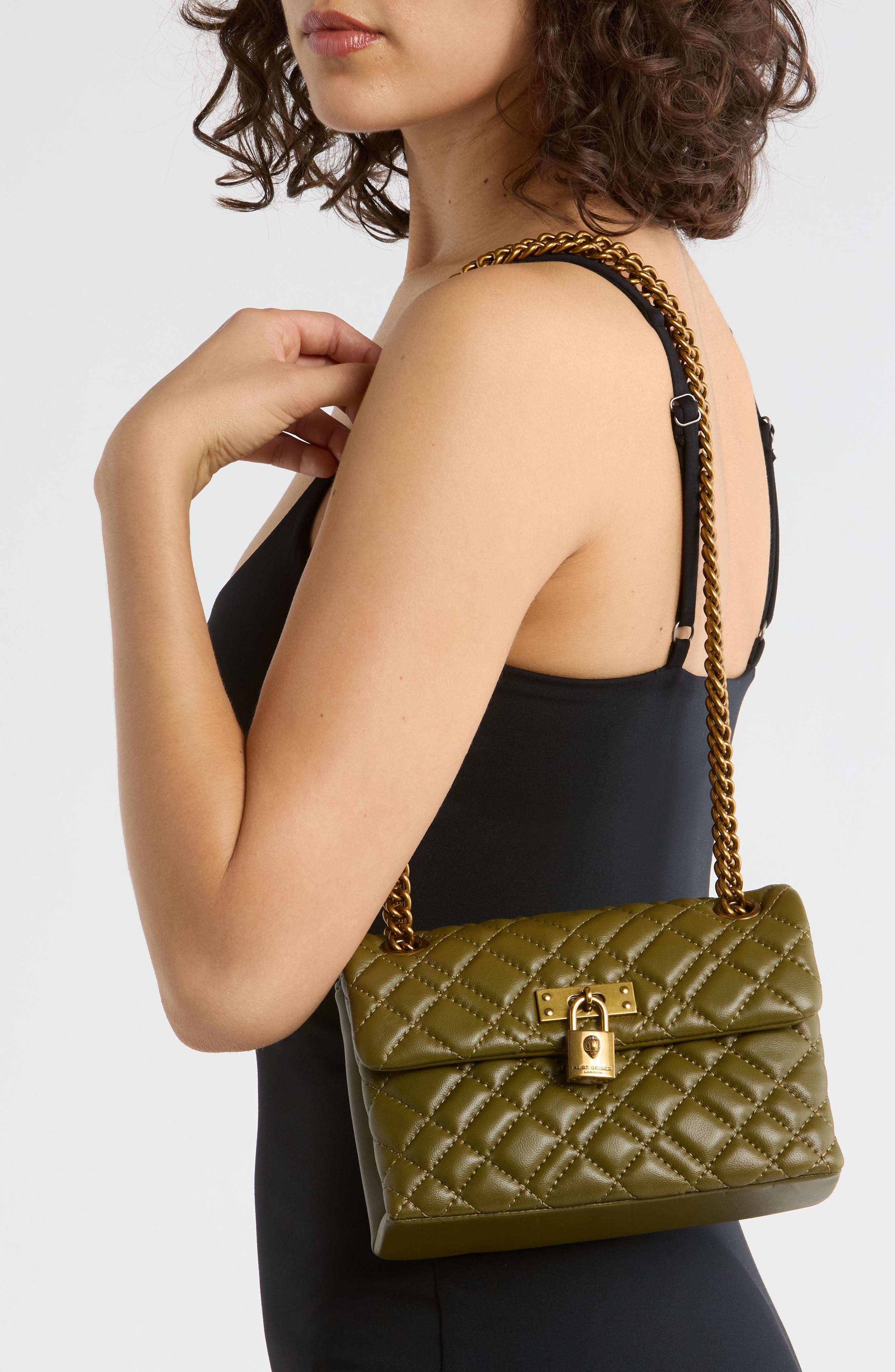 Kurt Geiger London Mini Brixton Bag, Alternate, color, Khaki Leather