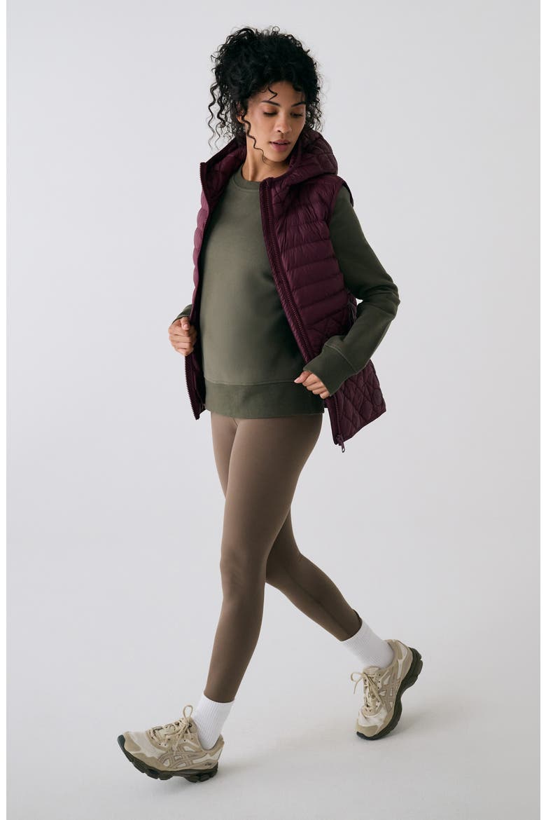 The Base Water Repellent Insulated Hooded Vest, Alternate, color, DARK CHERRY
