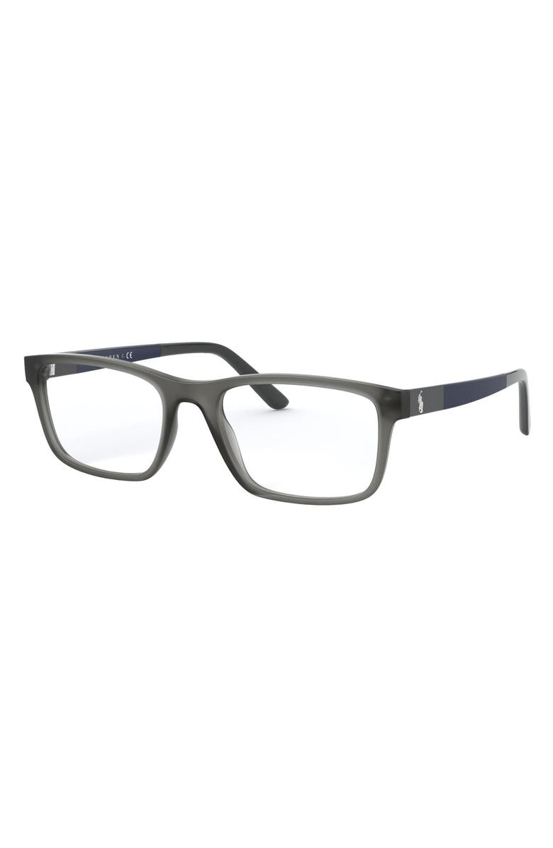 Polo Ralph Lauren Ralph Lauren 55mm Rectangular Optical Glasses, Alternate, color, Transparent Grey