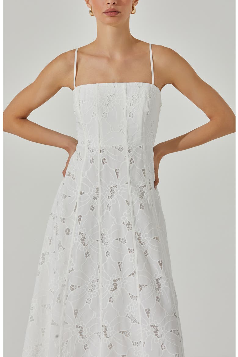 Floral Lace Midi Dress, Alternate, color, WHITE