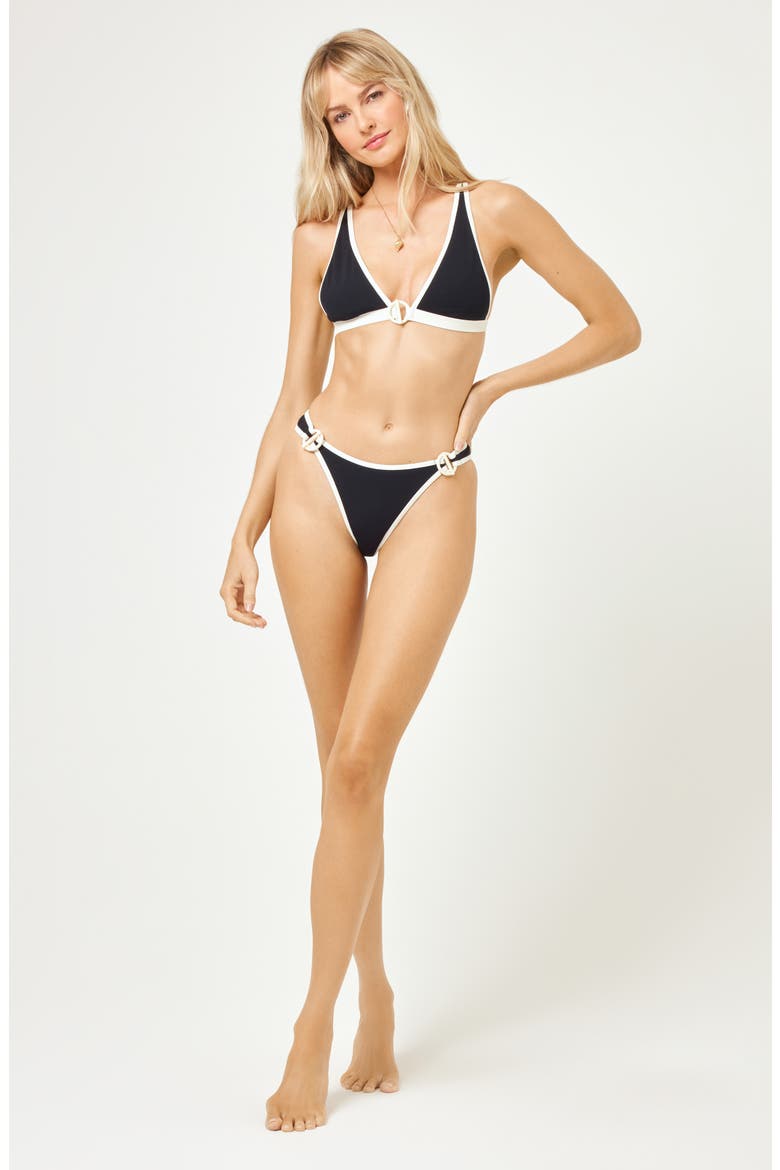 Caicos Bitsy Bikini Bottoms, Alternate, color, BLACK/ CREAM