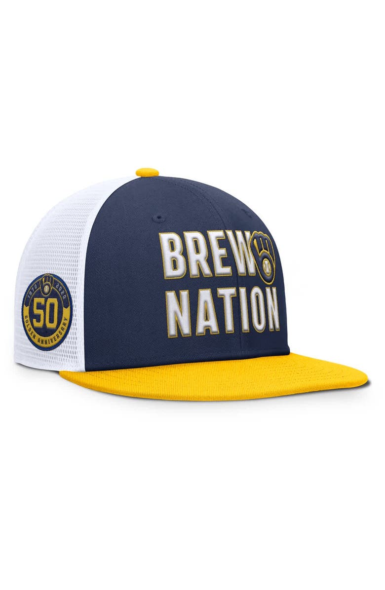 Nike Men's Nike Navy Milwaukee Brewers Pro Trucker Snapback Hat, Main, color, Navy