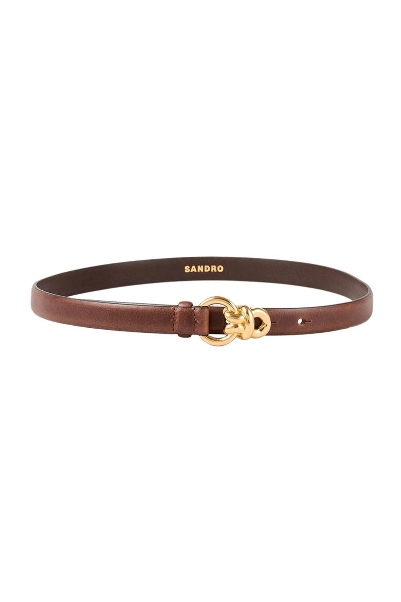 Slim leather belt, Main, color, Brown