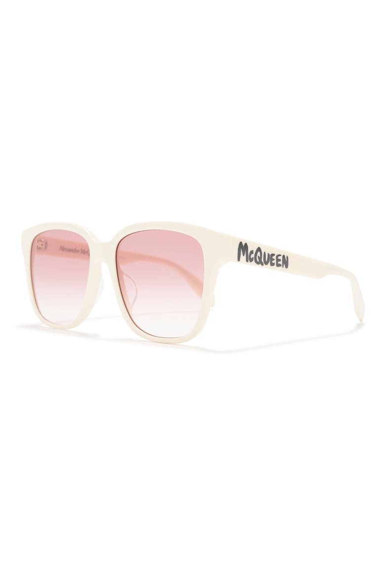 56mm Square Sunglasses, Alternate, color, WHITE WHITE PINK