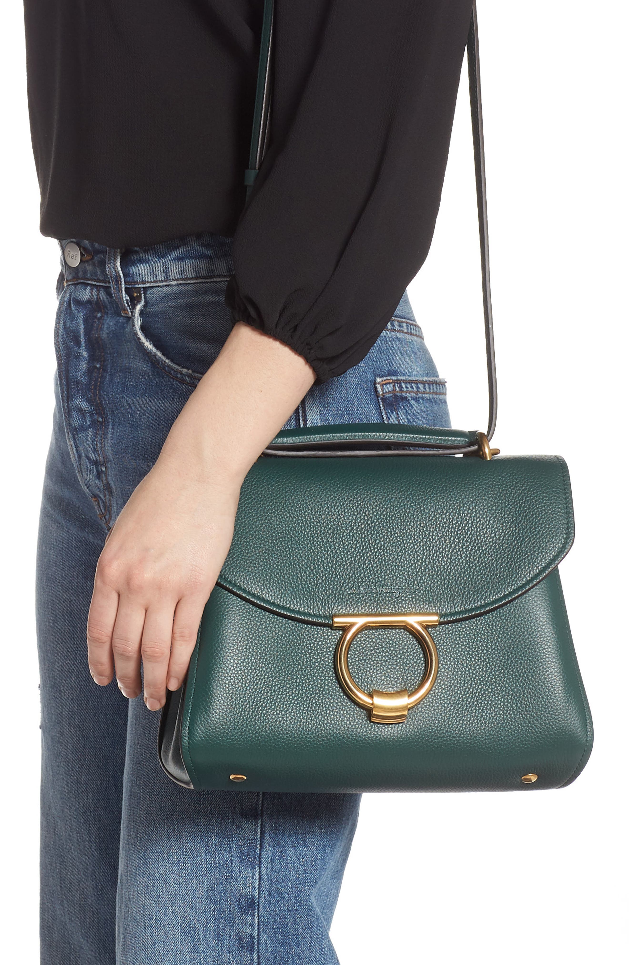 FERRAGAMO Salvatore Ferragamo Small Margot Leather Top Handle Bag, Alternate, color, 