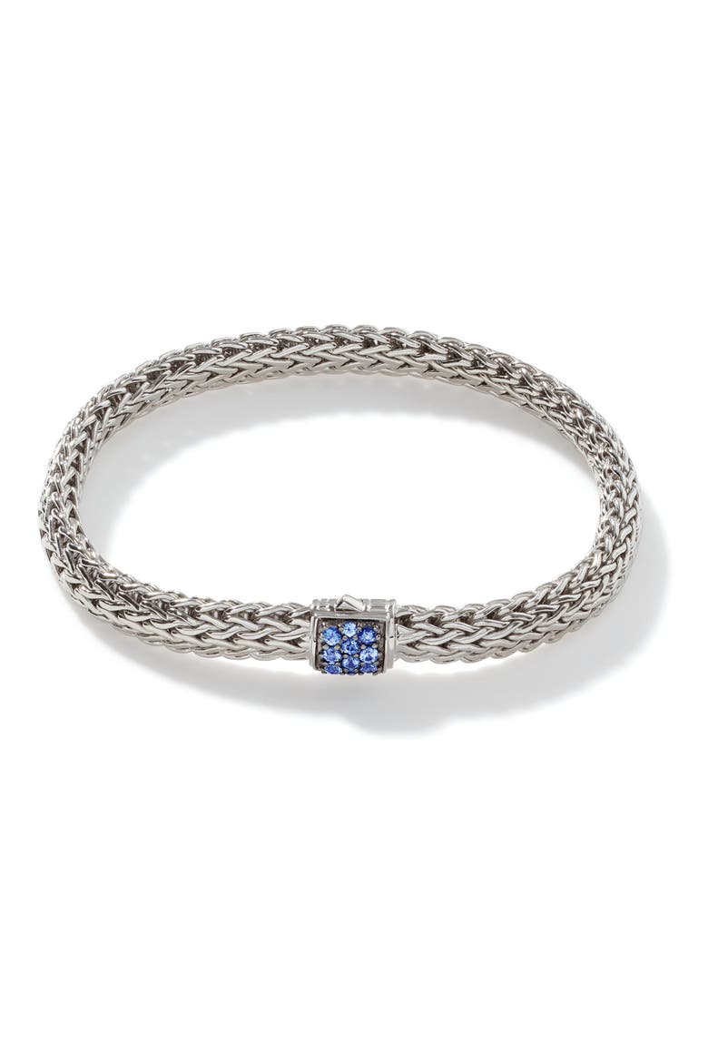 Icon Bracelet, Sterling Silver, Pavé, 6.5mm, Main, color, BLUE SAPPHIRE