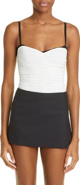 Miaou Renzo Ruched Mesh Tube Top