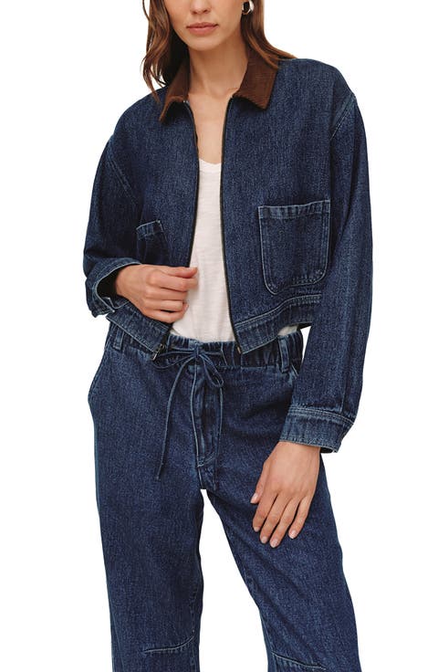 Corduroy Collar Cropped Zip Jacket