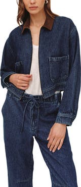 Bella Dahl Corduroy Collar Cropped Zip Jacket