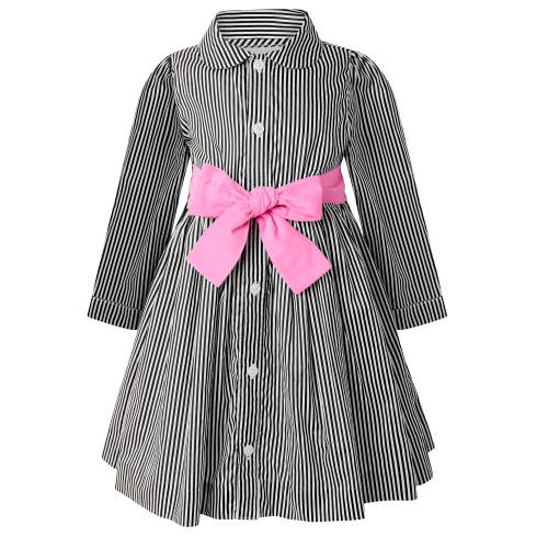 Rachel Riley Kids'  Stripe Shirt Dress In Gray