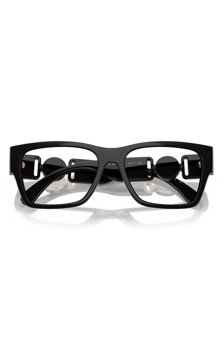 Versace 53mm Pillow Optical Glasses, Alternate, color, Shiny Black