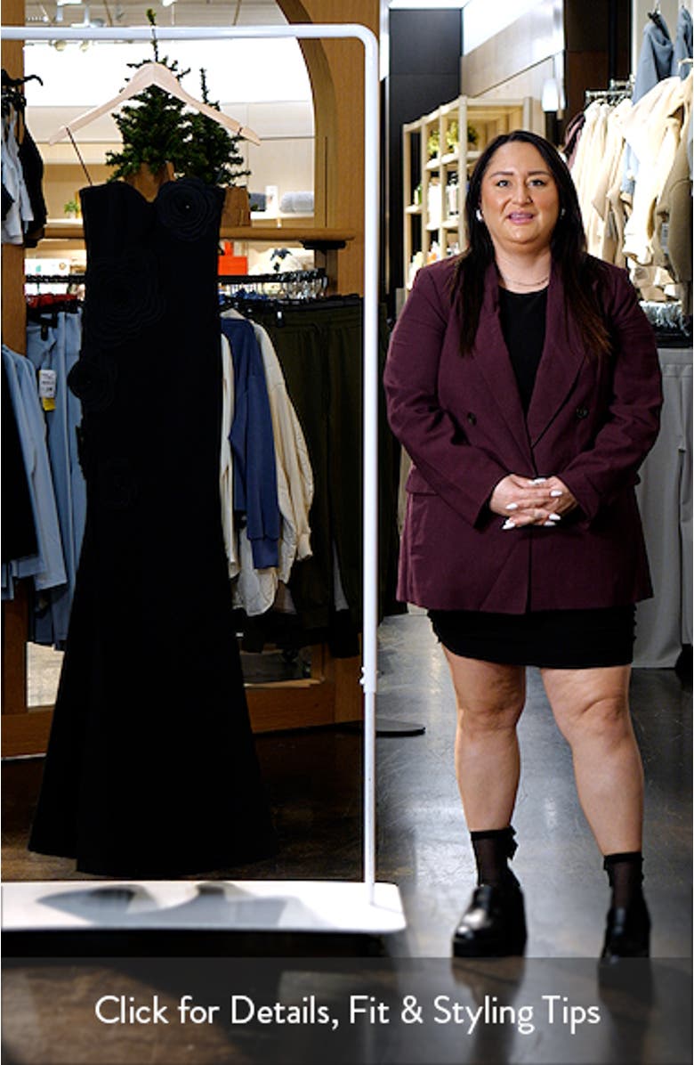 Gisele 3D Floral Appliqué Strapless Gown, sales video thumbnail