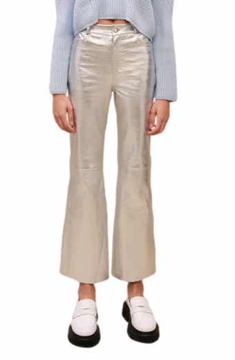 maje Plutom Ankle Flare Metallic Leather Pants
