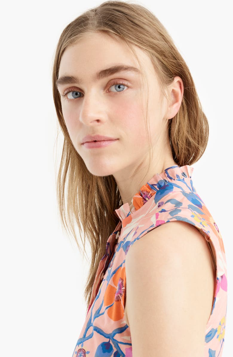 J.Crew Liberty Pavilion Floral Print Ruffle Neck Dress, Alternate, color,