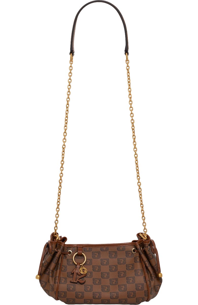 GERARD DAREL Logo-Print Mini Chain Shoulder Bag, Main, color, Camel