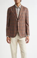 Boglioli K-Jacket Brown & Red Check Wool Blend Sport Coat