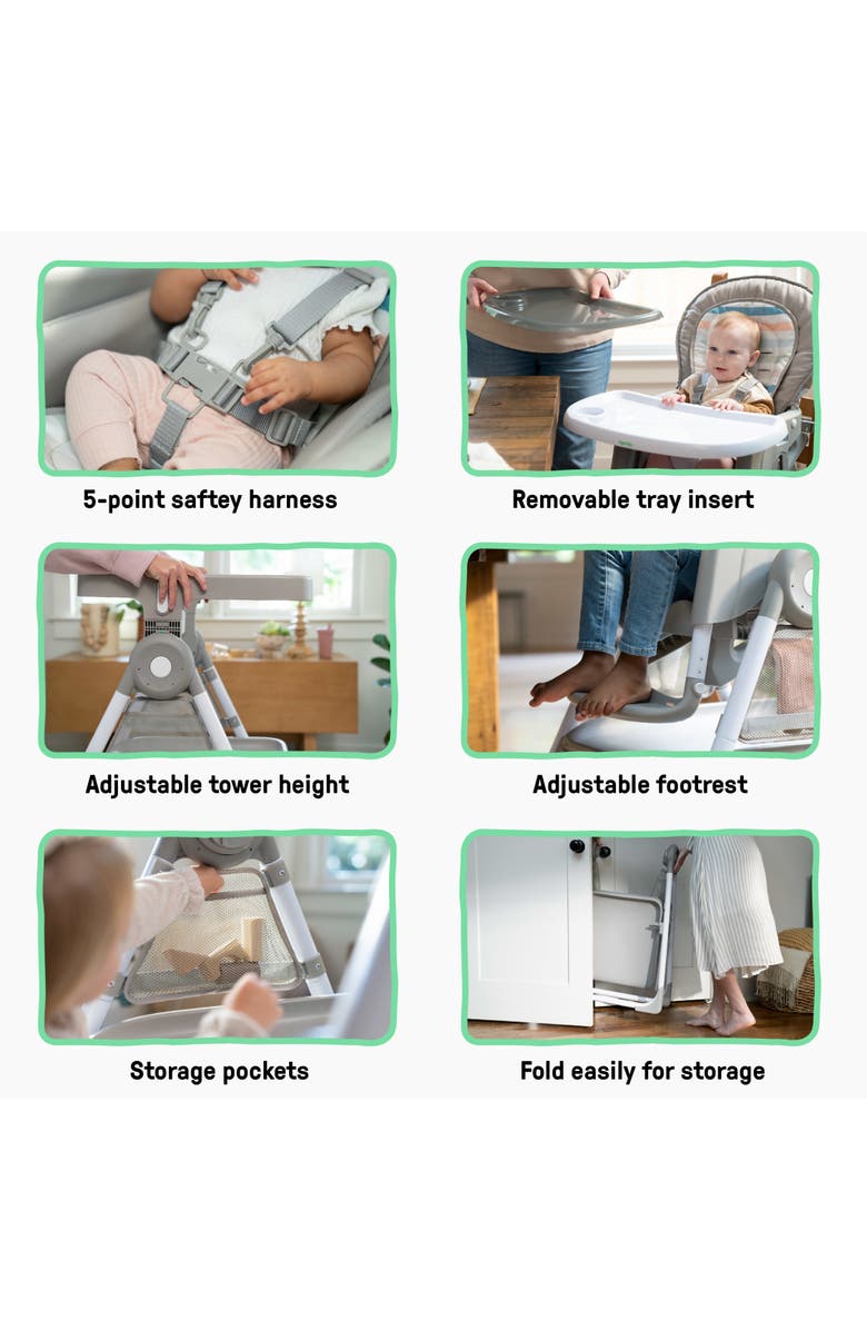 INGENUITY Proper Positioner Create Up! Multi-Mode Folding High Chair, Alternate, color, Grey