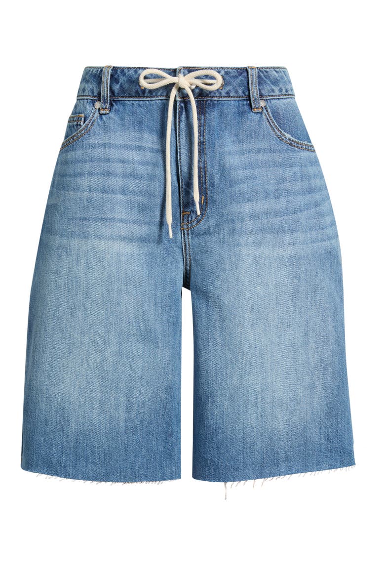 Raw Hem Drawstring Long Denim Shorts, Alternate, color, YONKERS