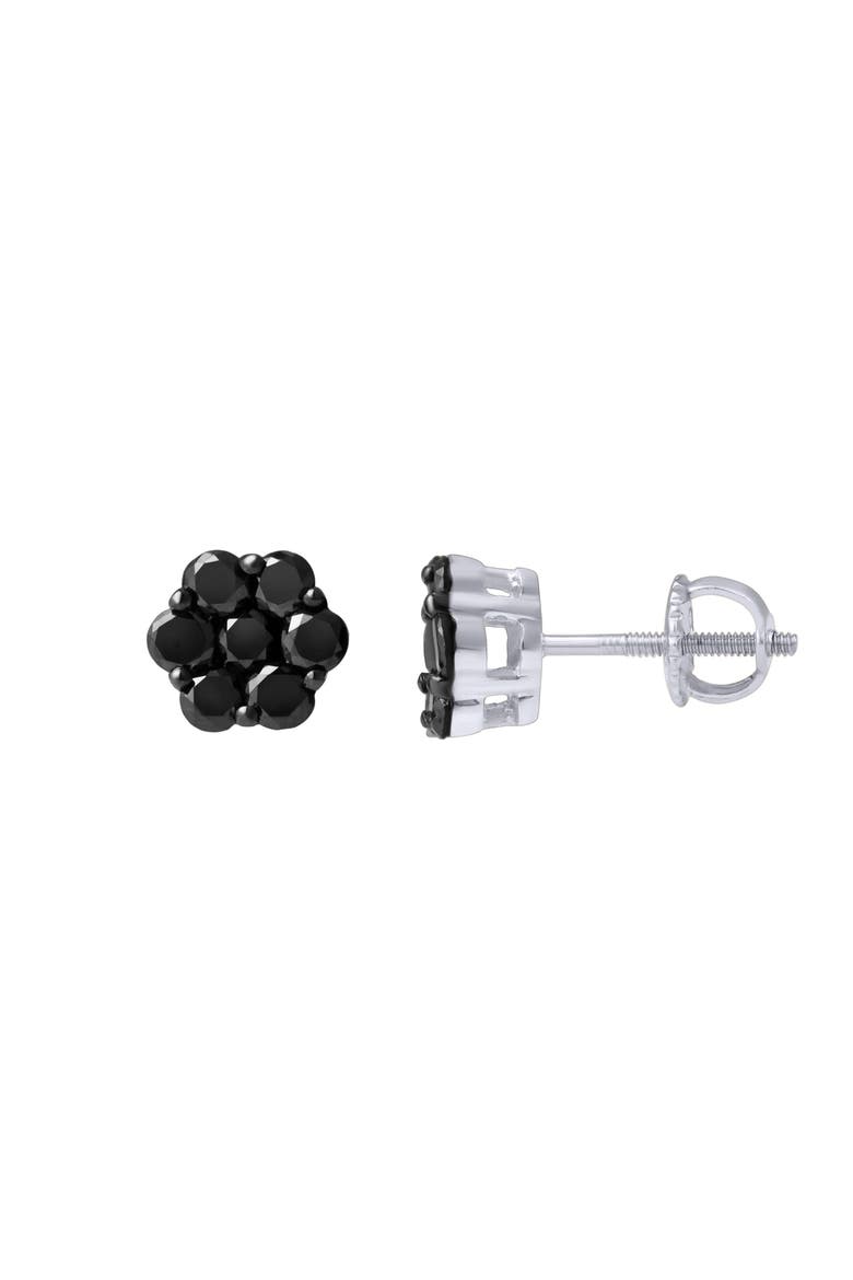 Nova 0.75 Cts Black Diamond Cluster Studs 10K Gold Earrings, Main, color, 10K White Gold