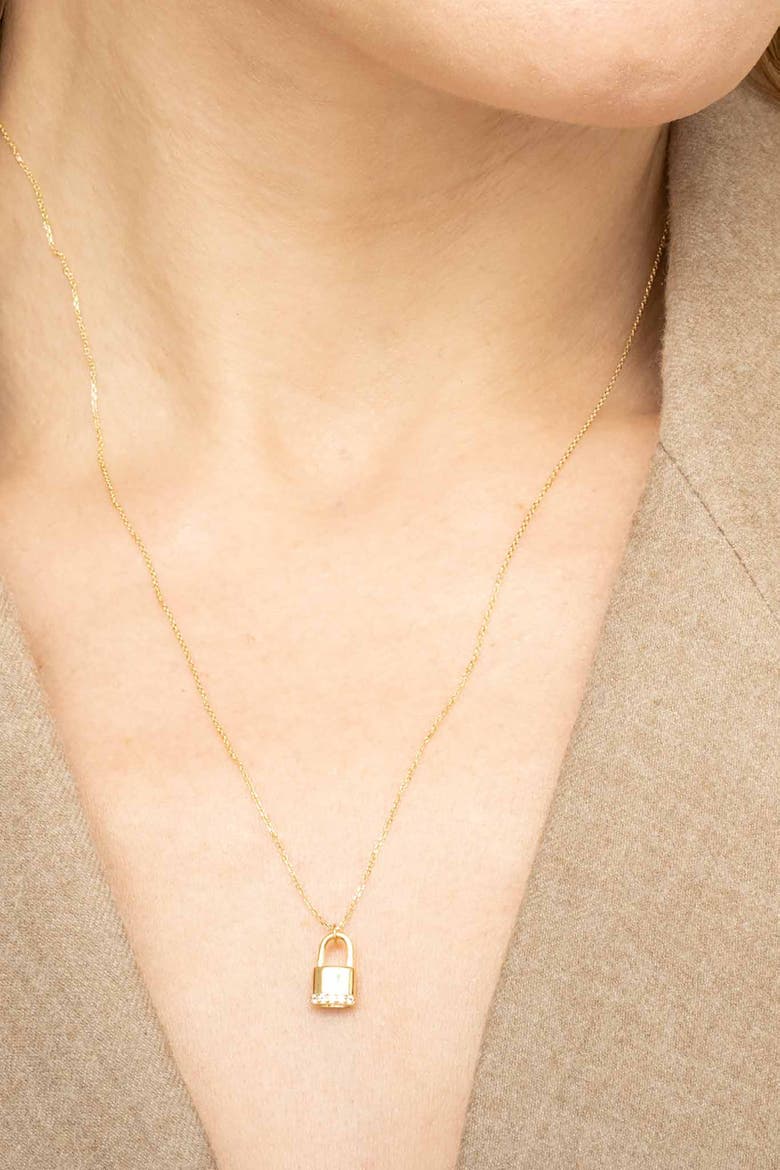 14K Yellow Gold Lexington Lock Pendant Necklace, Alternate, color, Yellow Gold