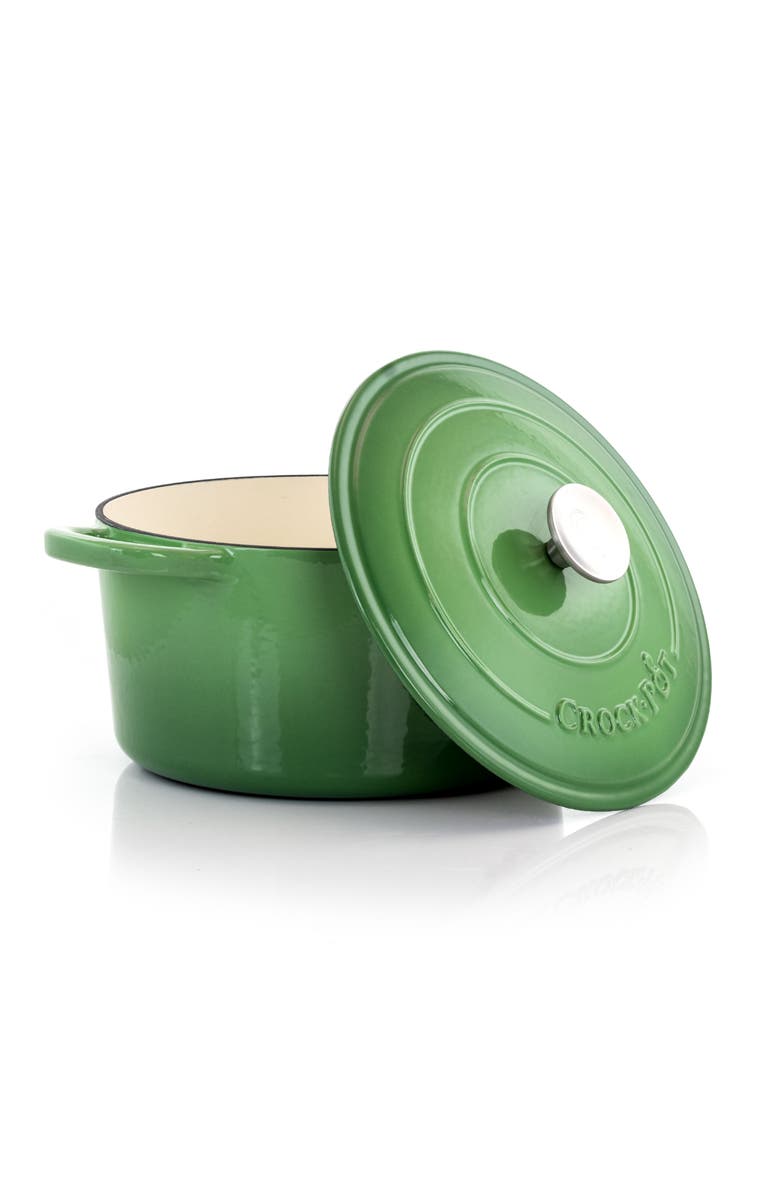 Crock-pot 7 Quarts Enameled Cast Iron Dutch Oven, Alternate, color, Green